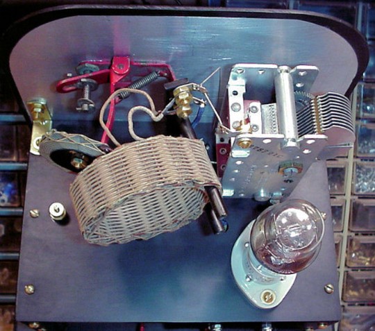 One Tube Regenerative Radio, Rear, Component View.